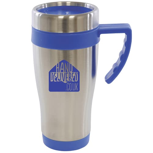 Custom branded metal travel mugs for workplaces