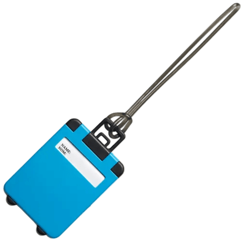 Custom Printed Value Plastic Luggage Tags in blue from Total Merchandise
