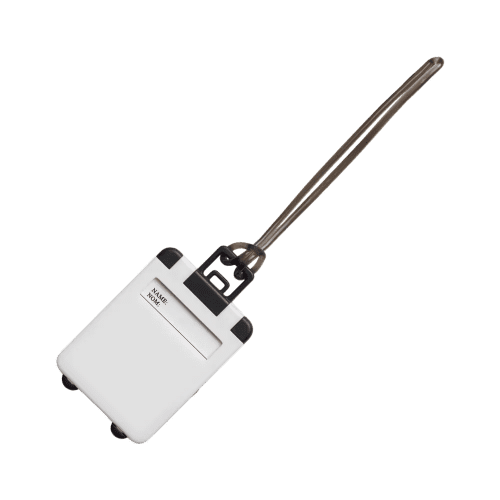 Custom branded Value Plastic Luggage Tags in white from Total Merchandise