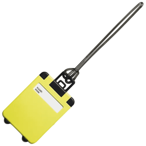 Personalised Printed Value Plastic Luggage Tags in yellow from Total Merchandise