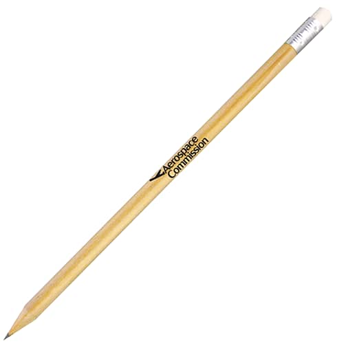 Promotional Wooden Eco Pencils with Eraser in Natural Colour from Total Merchandise