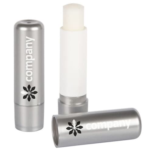 Custom Printed Planty Lip Balm Stick in Polished Metallic Silver with Logo from Total Merchandise