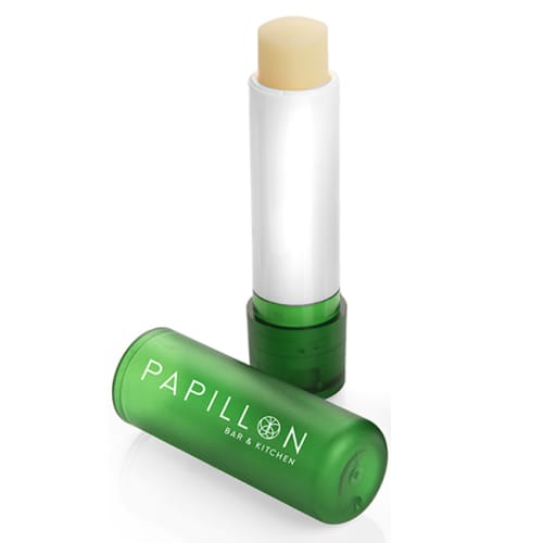 Corporate Branded Vanilla Lip Balm Stick in Frosted Green from Total Merchandise