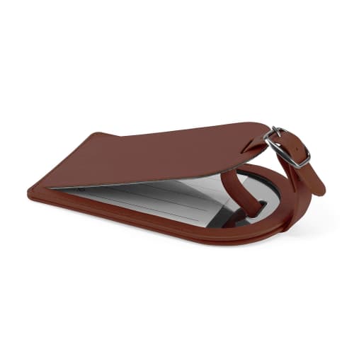 Large Belluno Luggage Tag in Chestnut Brown