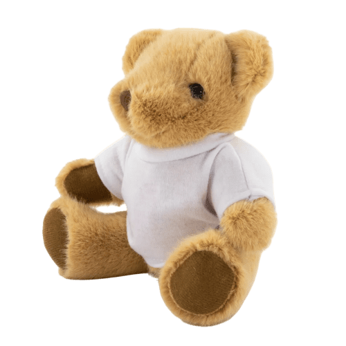Promotional 20cm Honey Jointed Bear with T-Shirt and a full colour design from Total Merchandise