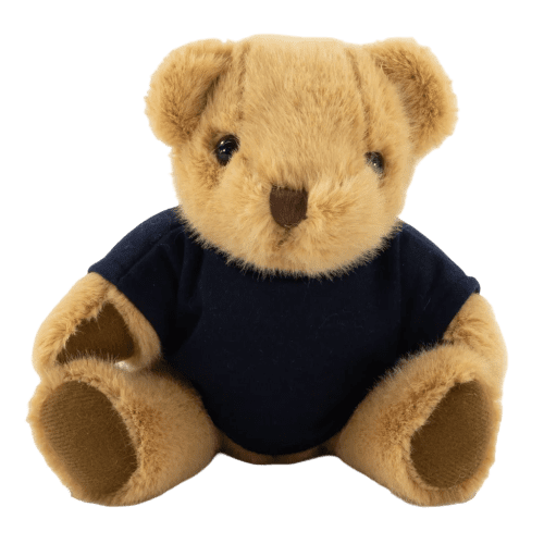 20cm Honey Jointed Bear with T-Shirt in Brown/Navy