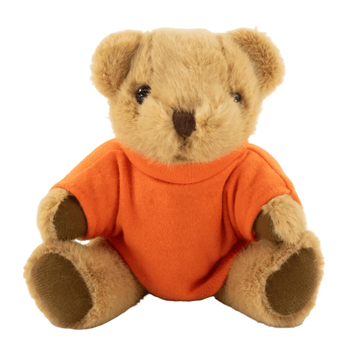 20cm Honey Jointed Bear with T-Shirt in Brown/Orange