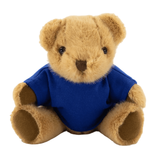 20cm Honey Jointed Bear with T-Shirt in Brown/Royal Blue