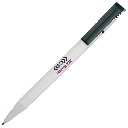 Promotional Solid Calico Ballpens in White/Black with your Company Logo from Total Merchandise