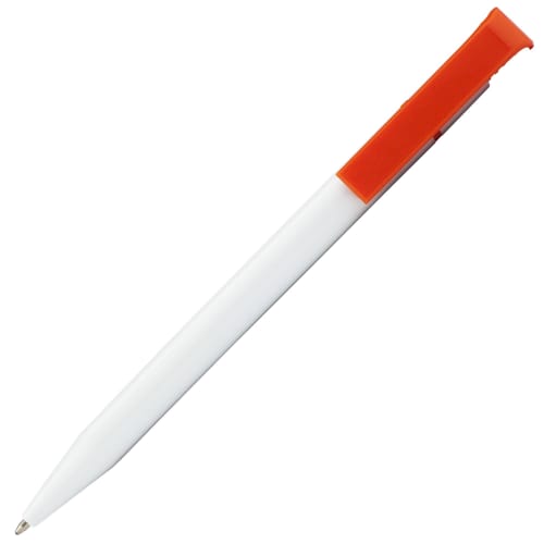 Promotional Solid Calico Ballpens in White/Orange with your Company Logo from Total Merchandise