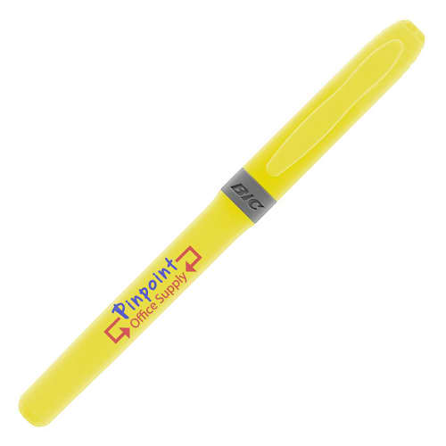 Custom Printed BiC Brite Liner Grip Highlighter Pens in Pastel Yellow from Total Merchandise