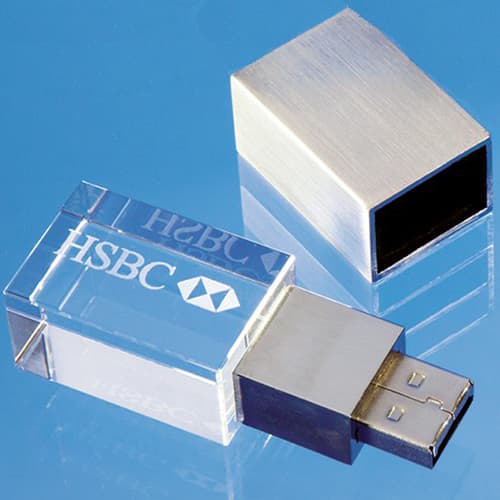 4GB Luxury Optical Crystal USB Flashdrives in Clear/Silver