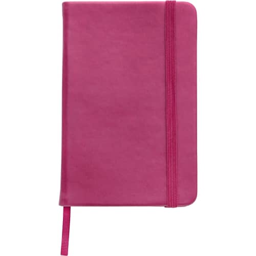 Promotional branded Soft Feel Pocket Notebooks in pink from Total Merchandise