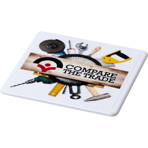 Square Plastic Coasters in White