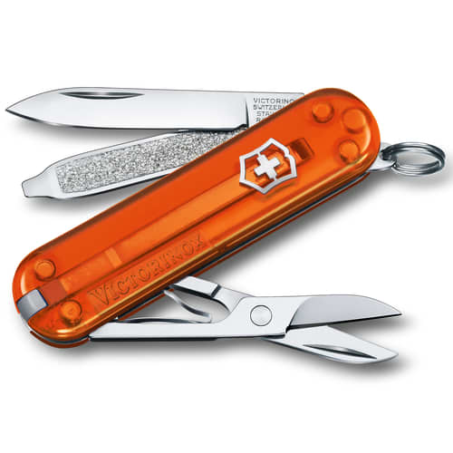 Victorinox Classic Swiss Army Knives in Translucent Fire Opal