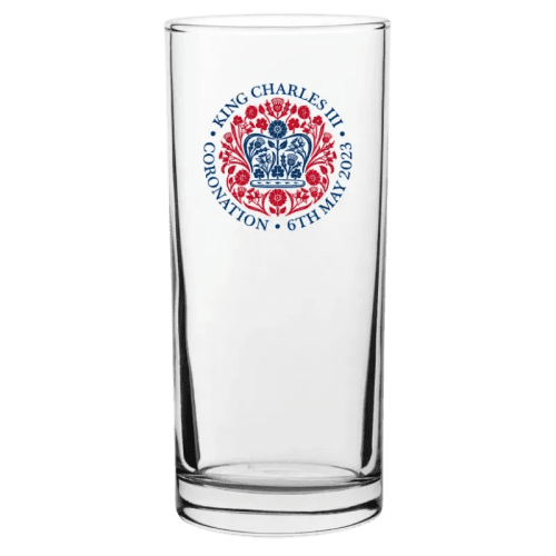 Branded Highball Glasses Etched with the Coronation Logo and a Company Name by Total Merchandise