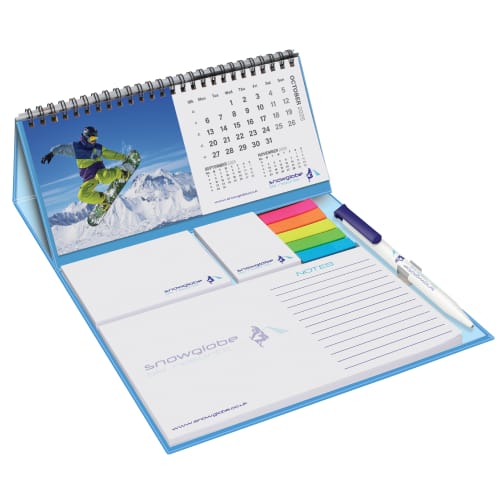 Promotional Wiro Calendar and Sticky Note Set Deluxe printed with logos