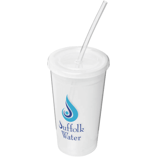 Stadium Cups printed with a company logo available in clear from Total Merchandise