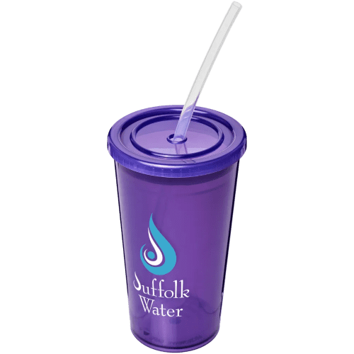 Stadium Cups printed with a printed logo in purple from Total Merchandise
