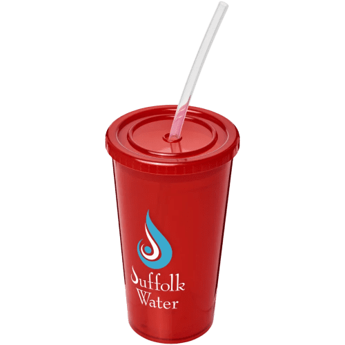 Custom promotional Stadium Cups printed with logo in red from Total Merchandise