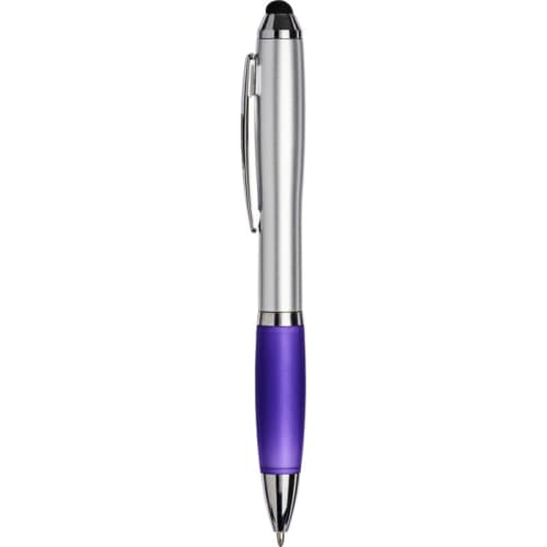 Curvy Stylus Ballpens in Silver/Purple