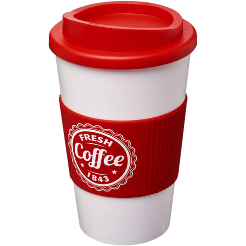 Americano Colour Mugs with Grip in White/Red