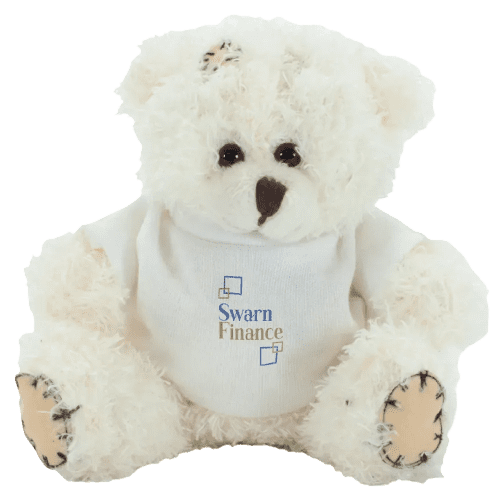 12cm Paw Teddy Bear With T-Shirt in Latte/White