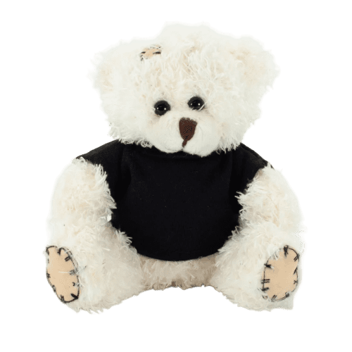 12cm Paw Teddy Bear With T-Shirt in Latte/Black