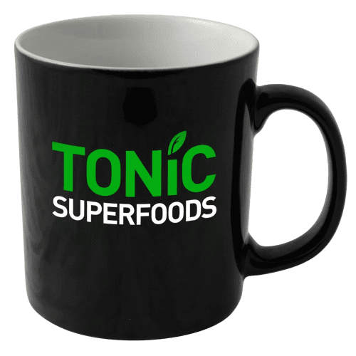 Promotional Cambridge Duo Mugs in Black/White with printed logo design by Total Merchandise