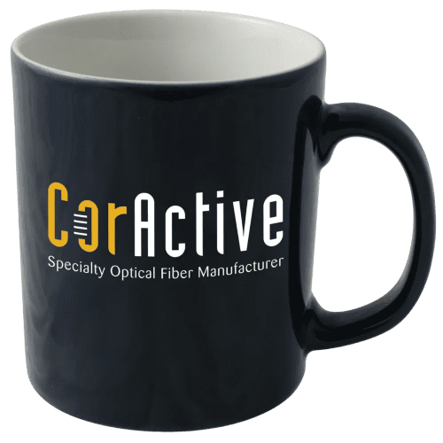 Branded Cambridge Duo Mugs in Midnight Blue/White printed with company logo by Total Merchandise