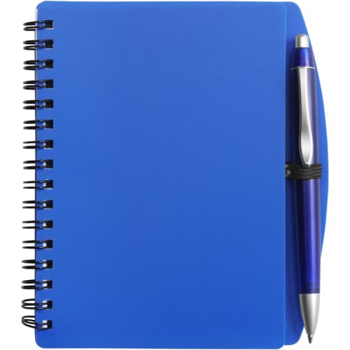 Promotional A6 Plastic Cover Notebooks available in blue from Total Merchandise