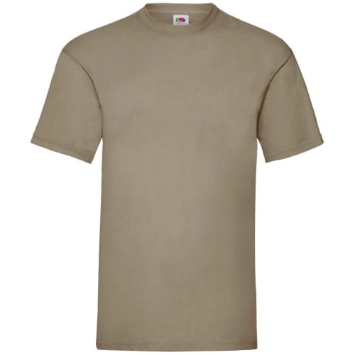 Printed Fruit of the Loom Valueweight T-Shirts in khaki from Total Merchandise