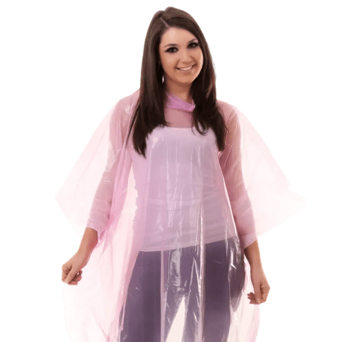 Promotional Rain Poncho In Pink Printed With Your Logo By Total Merchandise