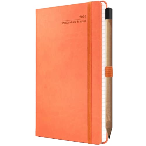 Ivory Tucson Medium Weekly Diaries with Pencil in Orange