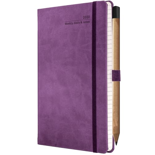 Ivory Tucson Medium Weekly Diaries with Pencil in Purple