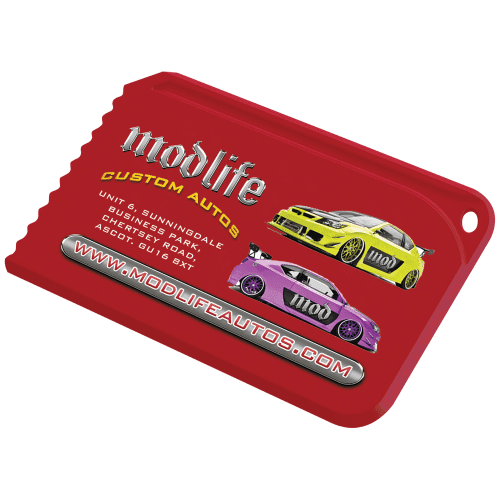 Full Colour Credit Card Ice Scrapers in Red