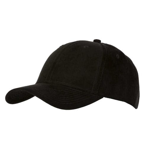 Embroidered 6 Panel Faux Suede Caps in black from Total Merchandise