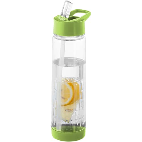 Company branded Fruit Infuser Water Bottles in transparent/lime from Total Merchandise