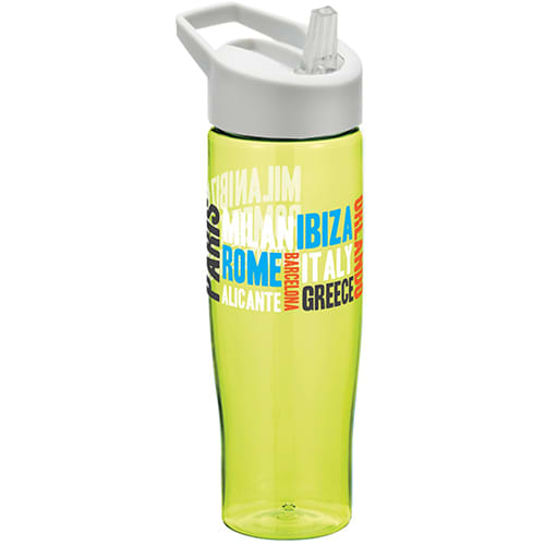 700ml Tempo Spout Lid Sports Bottles in Lime/White