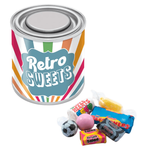Custom Printed Sweet Paint Tins Filled with Assorted Retro Mix from Total Merchandise