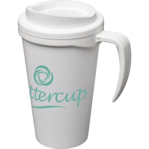 Custom branded Americano Grande Thermal Mugs in white from Total Merchandise