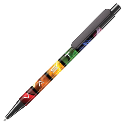 UK Branded Supersaver Photo Ballpens in Black Printed with a Logo by Total Merchandise