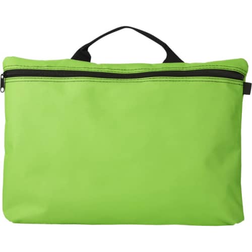 Promotional lime green zipper document bag printed with your logo from Total Merchandise