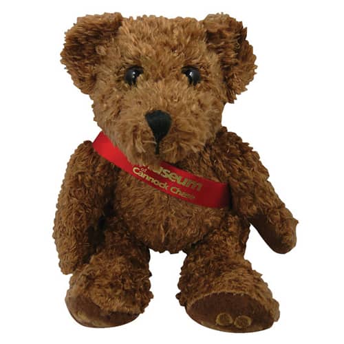 Promotional Charlie Teddy Bears with a company printed sash from Total Merchandise