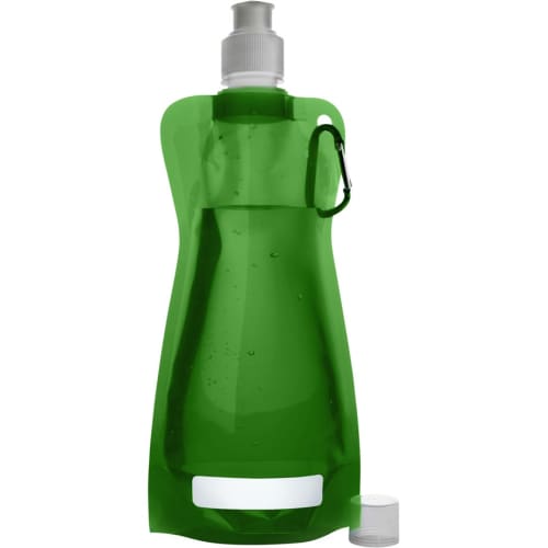 Custom branded 420ml Folding Bottles available in green from Total Merchandise