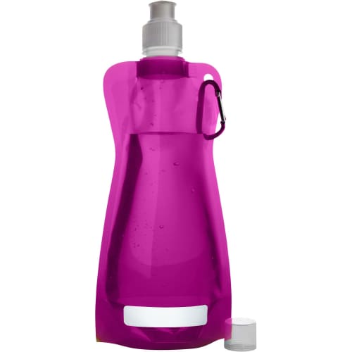 Logo branded 420ml Folding Bottles available in pink from Total Merchandise