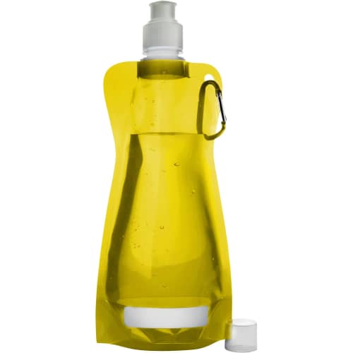 Company logo branded 420ml Folding Bottles available in yellow from Total Merchandise