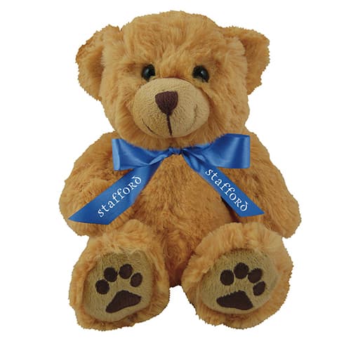 Promotional Dexter Teddy Bears with a company branded bow from Total Merchandise