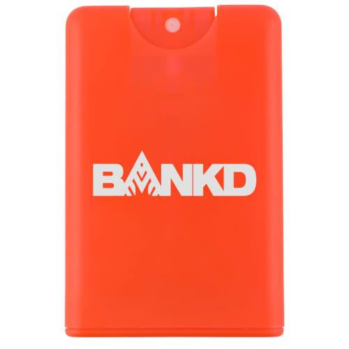 Corporate Branded Credit Card Shaped Hand Sanitiser Spray in Frosted Red from Total Merchandise
