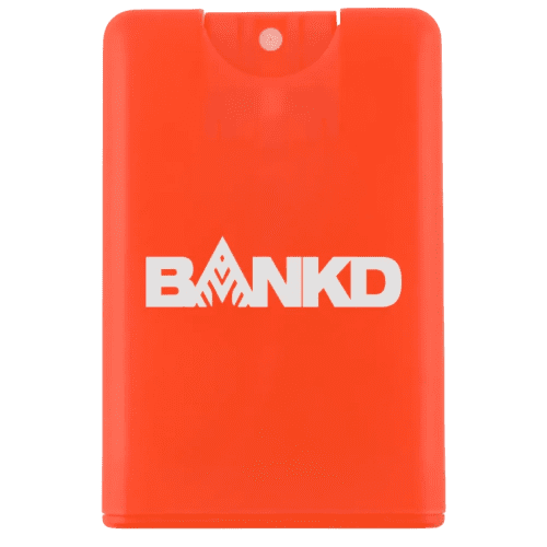 Corporate Branded Credit Card Shaped Hand Sanitiser Spray in Frosted Red from Total Merchandise